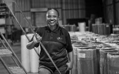 Black and white photo, program participant