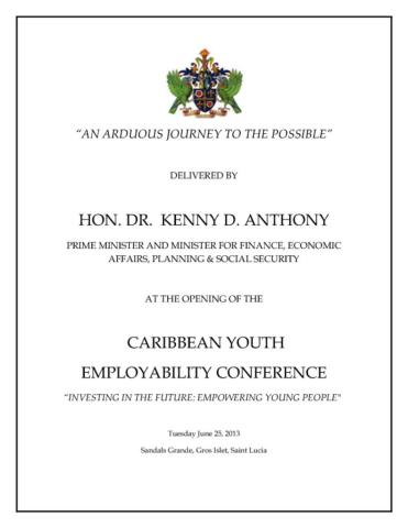 CYEP Conference - Prime Minister of Saint Lucia Dr. Kenny Anthony’s Keynote Address cover