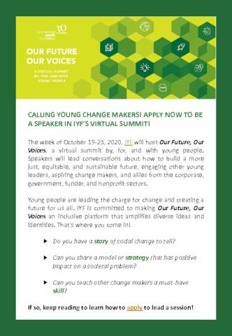 IYF Virtual Summit Speaker Application Information cove