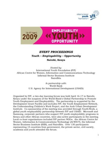Youth - Employability - Opportunity Conference in Nairobi, Kenya Cover