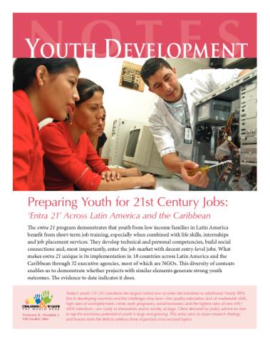 Youth Development Notes: Preparing Youth for 21st Century Jobs—entra21 Across Latin America & the Caribbean Cover