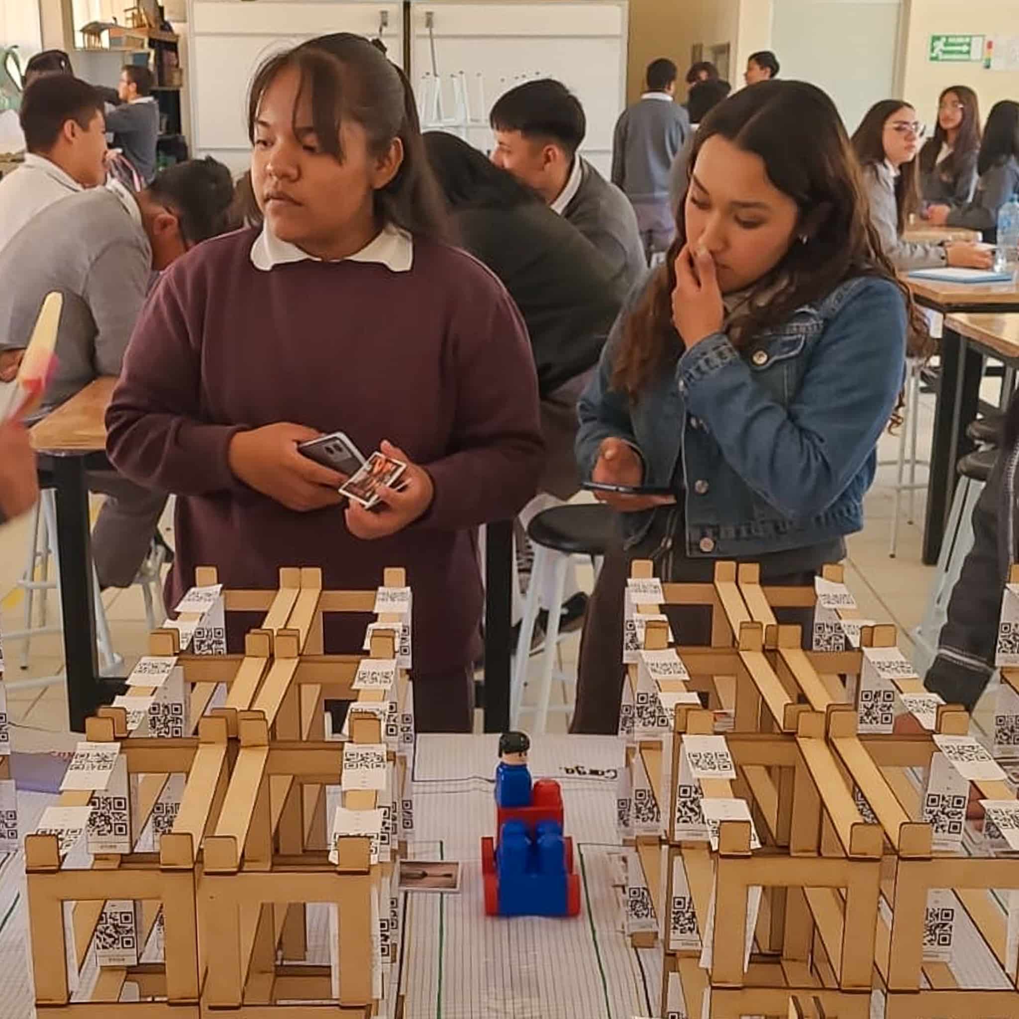 Young people working on a project in a classroom