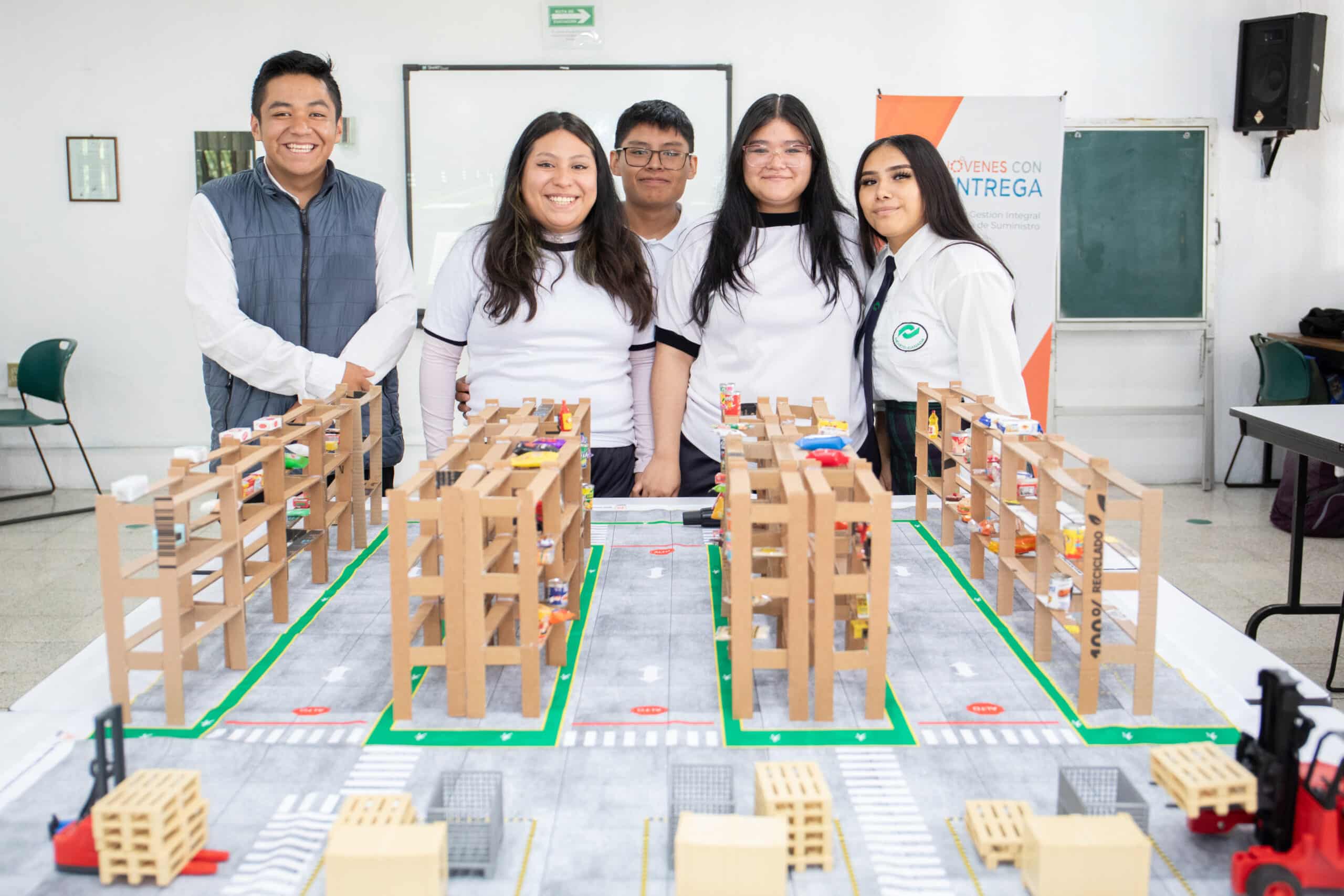 Students in classroom with models